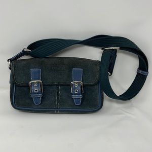 Vintage Coach Blue Suede handbag purse with double buckles